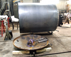 The smokebox was being worked on, with the door and dart assembly brought alongside.