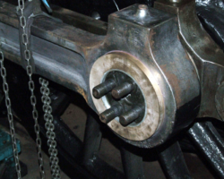 ... and pushed fully home. The return crank was then fitted and the retaining nuts tightened.